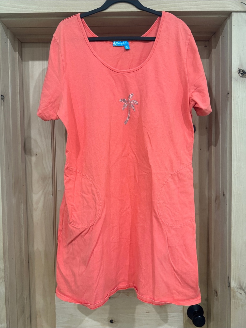 Fresh Produce Coral Scoop-Neck Tunic with Rhinestone Palm